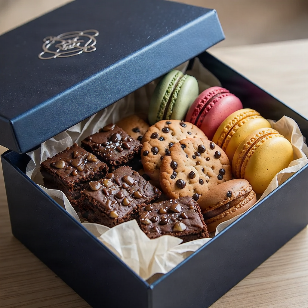Assorted dessert box with brownies and cookies