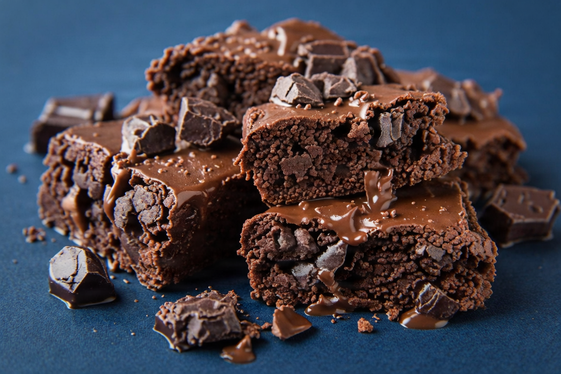 Close-up of rich fudge brownies